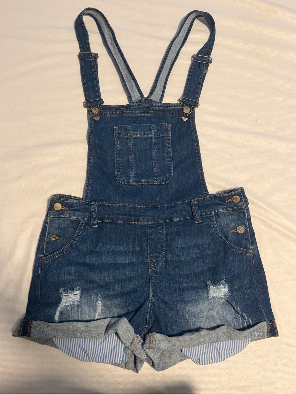 Wax Jean Blue Denim Short Overalls